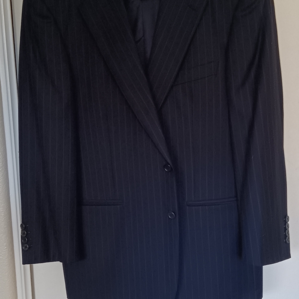 Ermenegildo Zegna Navy Pinstriped 100%  Wool Jacket Blazer Size 52